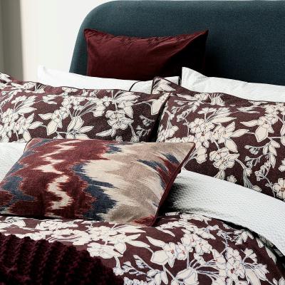The Rug Seller Aris Floral Bedding by Bedeck of Belfast in Mulberry Red74x48cm
