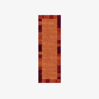 The Rug Seller Woodstock 32351 9280 Contrast Border Abstract Runner Rugs in Rust Orange