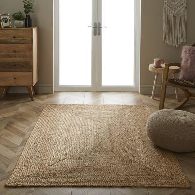 The Rug Seller Stockport Natural Hand Braided Jute Rug in Natural&nbsp;120x170cm
