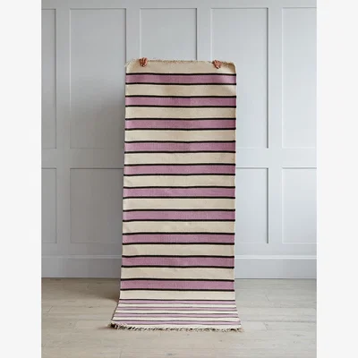 Rose & Grey Pink Striped Cotton Runner Rug