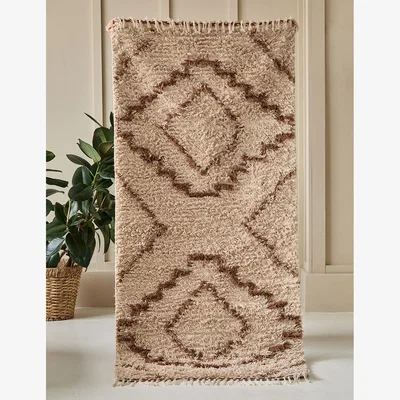 Rose & Grey Diamond Pattern Runner Rug