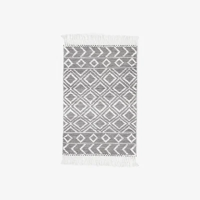 Sazy Sullivan Handwoven Geometric Rug, Black - White, 80x150 cm