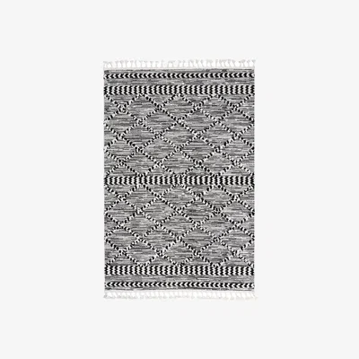 Sazy Raven Geometric Area Rug, Black - White, 120x180 cm