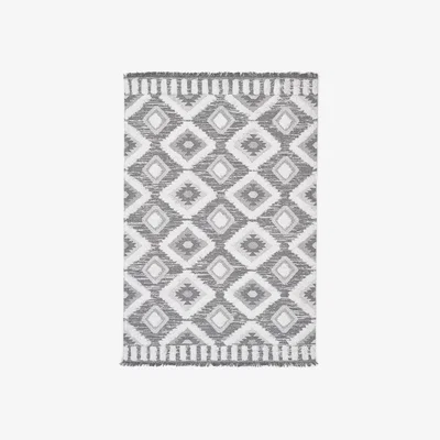 Sazy Jackson Area Rug, White - Anthracite Grey, 156x230 cm