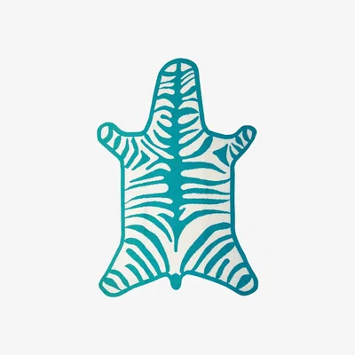 Tobias Oliver Jonathan Adler I Zebra Peruvian Flat Weave Rug Turquoise