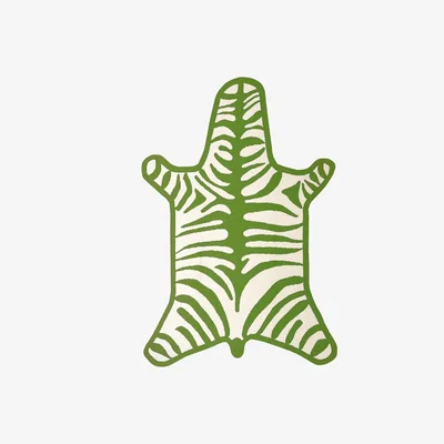 Tobias Oliver Jonathan Adler I Zebra Peruvian Flat Weave Rug Green