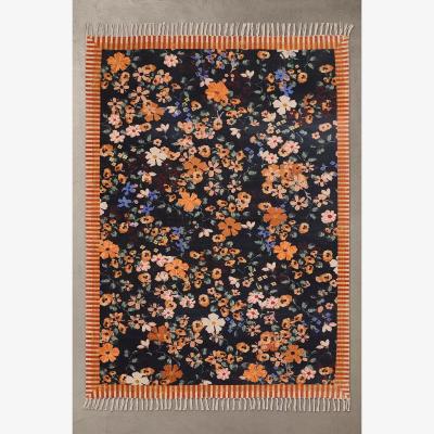 Urban Outfitters Dark Floral 5x7 Rug - Black at Urban Outfitters