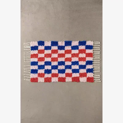 Urban Outfitters Checkerboard Shag 2x3 Rug - Pink at Urban Outfitters