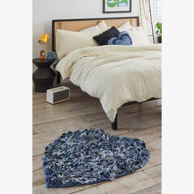Urban Outfitters Shaggy Heart-Shaped Denim Rug - Blue ALL at Urban Outfitters