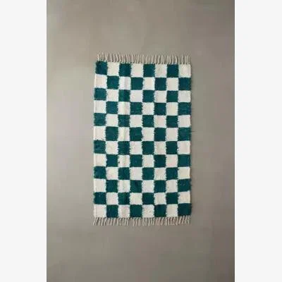 Urban Outfitters Checkerboard Green 3x5 Rug - Green ALL at Urban Outfitters