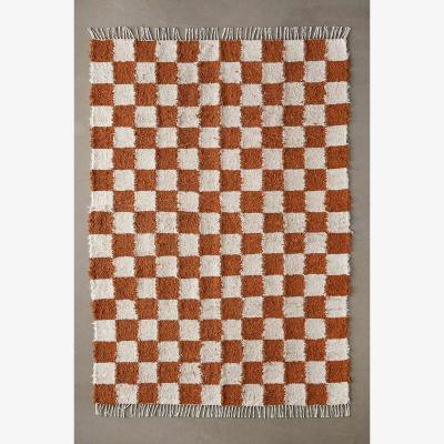 Urban Outfitters Terracotta Checkerboard 5x7 Rug - Rust at Urban Outfitters