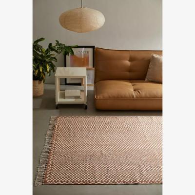 Urban Outfitters Micro Checkerboard Terracota 5x7 Rug - Brown ALL at Urban Outfitters