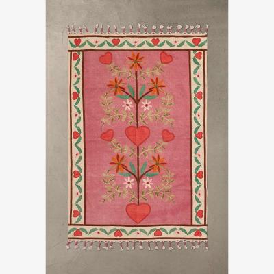 Urban Outfitters Heart Embroidered 4x6 Rug - Pink at Urban Outfitters