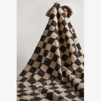 Urban Outfitters Checkerboard Black & Ecru 5x7 Rug - Black ALL at Urban Outfitters