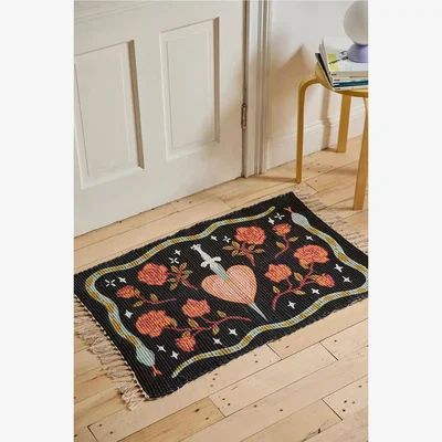 Urban Outfitters Amora Rose Printed Rag Rug 61cm x 91.5cm at Urban Outfitters