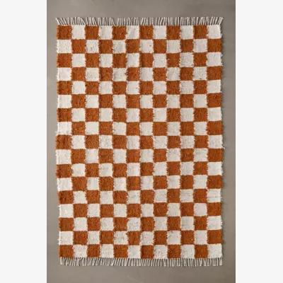 Urban Outfitters Checkerboard Terracotta 5x7 Rug - Brown ALL at Urban Outfitters