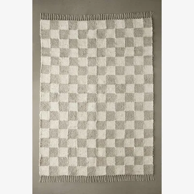 Urban Outfitters Checkerboard Ecru 5x7 Rug - Assorted ALL at Urban Outfitters