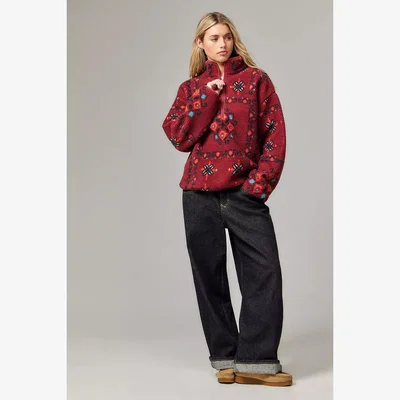 Urban Outfitters BDG Soay Rug Half-Zip Fleece - Red L at Urban Outfitters