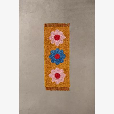 Urban Outfitters Floral Shaggy Runner Rug - Sun Yellow ALL at Urban Outfitters