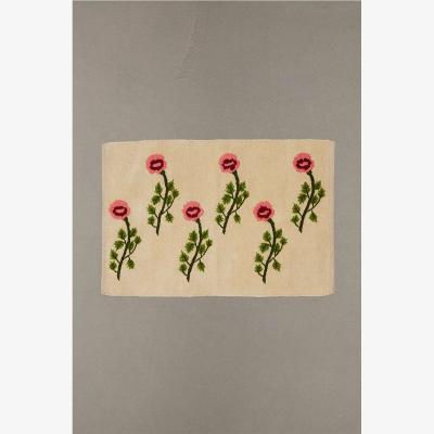Urban Outfitters Floral Embroidered 2x3 Rug - Pink ALL at Urban Outfitters
