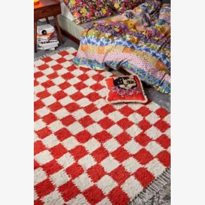 Urban Outfitters Red Checkerboard 5x7 Rug - Red at Urban Outfitters