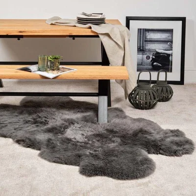 Woods Furniture New Zealand Extra-Large Grey Sheepskin Rug - 110cm x 180cm