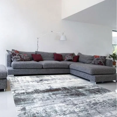 Woods Furniture Galleria Modern White and Grey Rug 120cm x 170cm