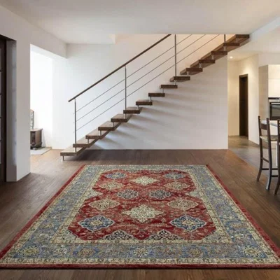 Woods Furniture Da Vinci Patterned Blue and Red Rug 200cm x 290cm