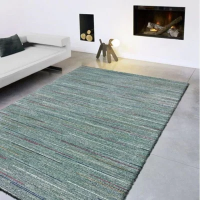 Woods Furniture Mehari Striped Green Rug 133cm x 195cm