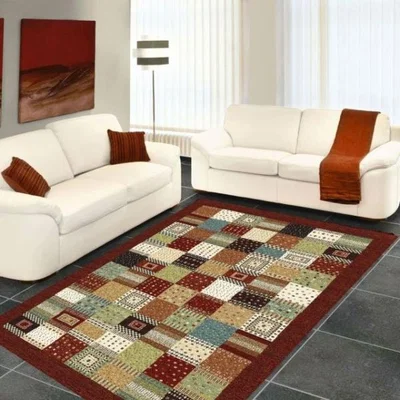 Woods Furniture Woodstock Patchwork Patterned Red Rug 200cm x 290cm