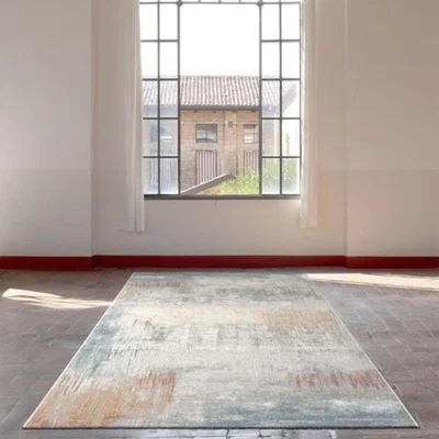 Woods Furniture Galleria Patterned White and Blue Rug 80cm x 150cm