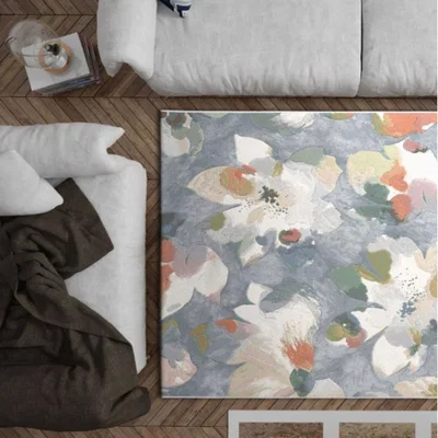 Woods Furniture Galleria Floral Print Light Blue Rug 200cm x 290cm
