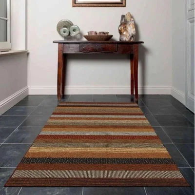 Woods Furniture Woodstock Striped Brown and Red Rug 80cm x 150cm