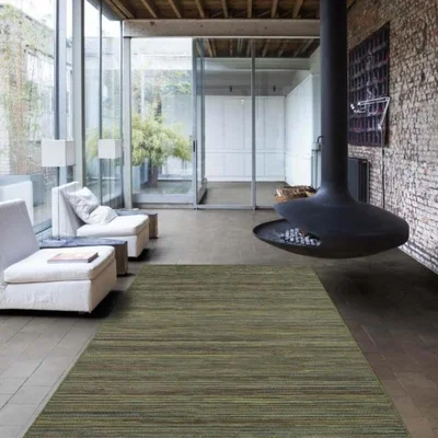 Woods Furniture Brighton Modern Striped Green Rug 80cm x 150cm