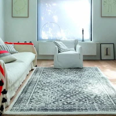 Woods Furniture Chelsea Patterned Grey and Cream Rug 160cm x 230cm
