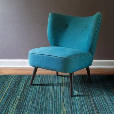 Woods Furniture Brighton Modern Striped Blue Rug 60cm x 110cm