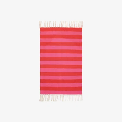 Wolf & Badger Red / Pink / Purple Handwoven Rug In Pink Red Cabana Stripe Kate Austin Designs