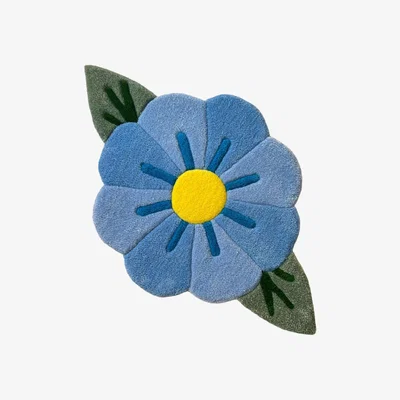 Wolf & Badger Blue Blossom Hand Tufted Floral Rug Xxxs Fable and Mirth
