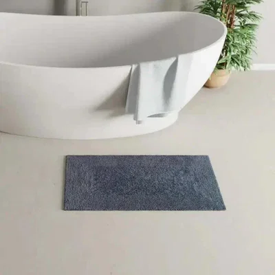 Wolf & Badger White / Grey / Yellow Bamboo Bath Rug | Panda London
