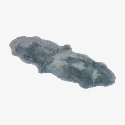 Wolf & Badger Blue Sheepskin Long Double Rug - Silvergrey Owen Barry