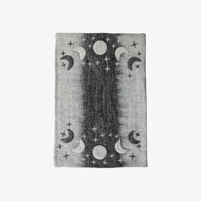 Wolf & Badger Brown / Grey / Neutrals Phases Of The Moon - Large - Handmade Virgin Wool Dog Mat + Handmade Cotton Canvas Travel Bag | Large | Wooliie