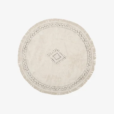 Westwing Round Hand-Tufted Cotton Rug Fionn with Fringes