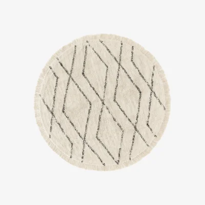Westwing Round Hand-Tufted Cotton Rug Bina with Diamond Pattern