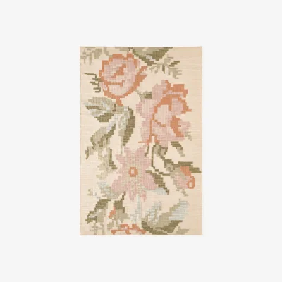 Westwing Wool Rug Rosha with Stitched Flower Pattern