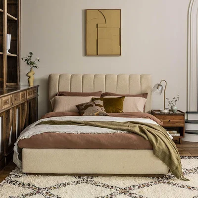 Atkin & Thyme Sloane Kingsize Fluted Bed in Natural Boucle