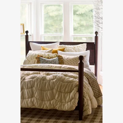 Anthropologie Roma Four-Poster Oak Wood Bed