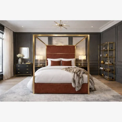 And So To Bed Hoxton Four Poster and Vispring De Luxe Bed Base - Superking - Ex Display