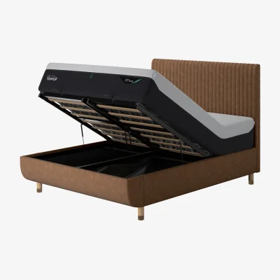 Arighi Bianchi TEMPUR® Arc Ottoman Bed with Vertical Headboard, King / Light Brown