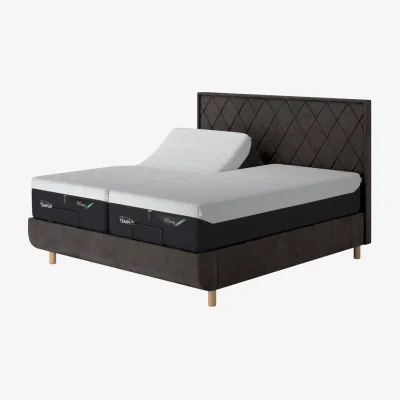 Arighi Bianchi TEMPUR® Arc Adjustable Bed with Quilted Headboard, Super King / Dark Grey