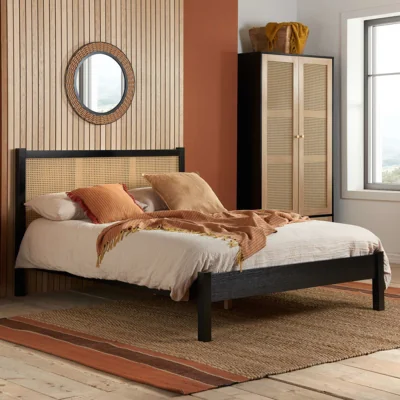 Arighi Bianchi Washington Rattan Bed, Black / Double